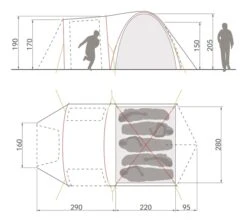 Vaude Campo Casa XT Koepeltent - 3/4 Persoons -Camping Kortings Winkel 14229 g