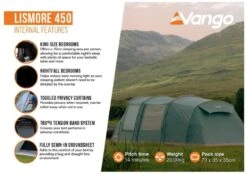 Vango Lismore 450 Tunneltent - 4 Persoons - Groen -Camping Kortings Winkel 1900 1783 lismore 450 package 4