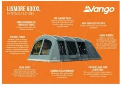 Vango Lismore 600XL Tunneltent - 5 Persoons - Groen -Camping Kortings Winkel 1900 1783 lismore 600xl package 2