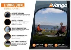 Vango Lismore 600XL Tunneltent - 5 Persoons - Groen -Camping Kortings Winkel 1900 1783 lismore 600xl package 3