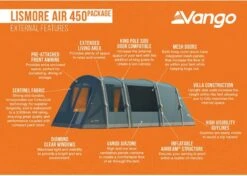 Vango Lismore Air 450 Opblaasbare Tunneltent - 4 Persoons - Groen -Camping Kortings Winkel 1900 1783 lismore air 450 package 3