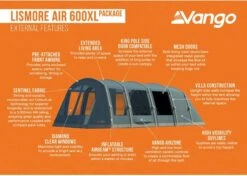 Vango Lismore Air 600XL Opblaasbare Tunneltent - 5 Persoons - Groen -Camping Kortings Winkel 1900 1783 lismore air 600xl package 3
