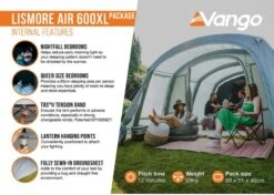 Vango Lismore Air 600XL Opblaasbare Tunneltent - 5 Persoons - Groen -Camping Kortings Winkel 1900 1783 lismore air 600xl package 4