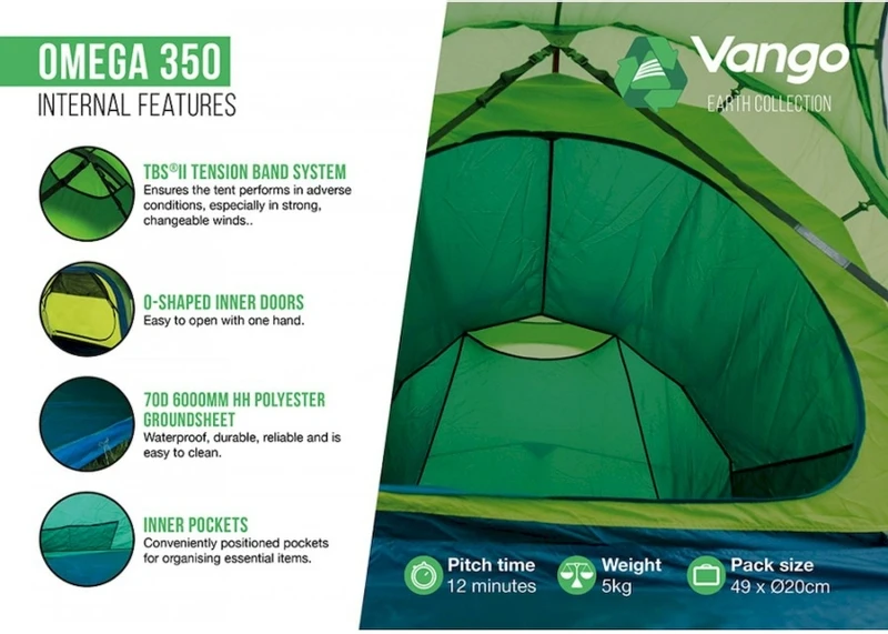 Vango Omega 350 tunneltent - 3 persoons - Groen Vango Omega 350 Tunneltent - 3 Persoons - Groen -Camping Kortings Winkel 1900 1783 omega 350 6