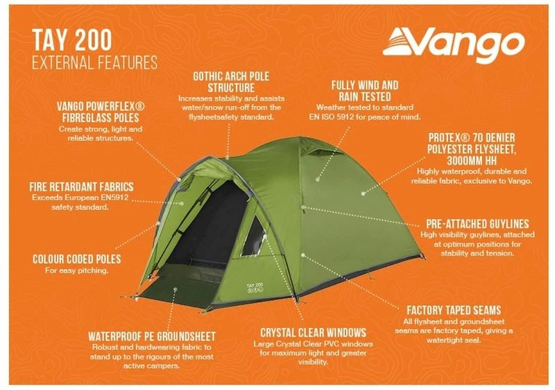 Vango Tay 200 koepeltent - 2 persoons - Groen Vango Tay 200 Koepeltent - 2 Persoons - Groen -Camping Kortings Winkel 1900 1783 tay 200 2