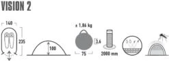 High Peak Vision 2 Pop-up Tent - 2 Persoons - Groen -Camping Kortings Winkel 440 1200 4001690101080.pt01