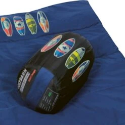 Polydaun Beach House Junior Kinderslaapzak - Surfbord -Camping Kortings Winkel beach house surf detail