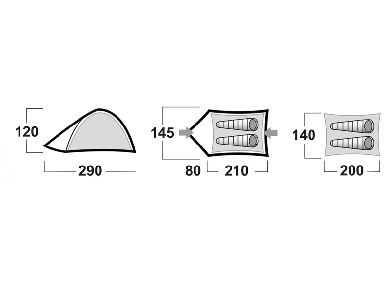 Husky Bizam koepeltent - 2+ persoons Husky Bizam Koepeltent - 2+ Persoons -Camping Kortings Winkel bizam afmetingen