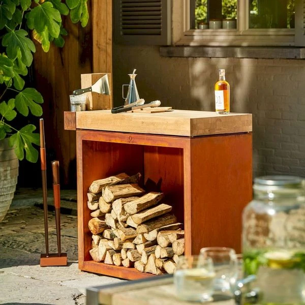 OFYR Butcher Block Storage 90 Corten - Teak Wood -Camping Kortings Winkel ofyr butcher block storage 90 corten teak wood 5